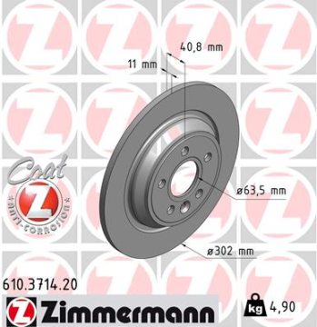 ARKA FREN AYNASI VOLVO S60 II-10 V60 10 V70 08 XC70 07 S80 10 302x5DL KAPLAMALI 986479397 Marka : ZIMMERMANN