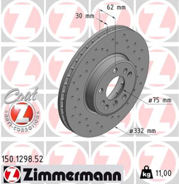 FREN DISKI ON HAVALI BMW X3 E83 X5 E53 DELİKLİ Marka : ZIMMERMANN