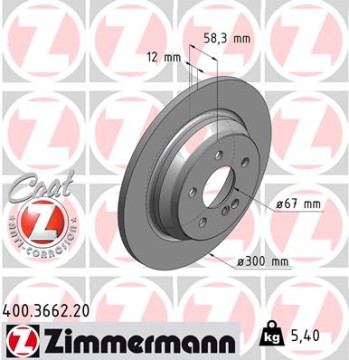 FREN DISKI ARKA MERCEDES S-CLASS W221 C216 Marka : ZIMMERMANN
