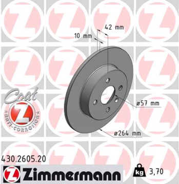ARKA FREN AYNASI ASTRA H L67 04 14 COMBO C 01 11 MERIVA A 03 10 264x10x4DL DOLU Marka : ZIMMERMANN