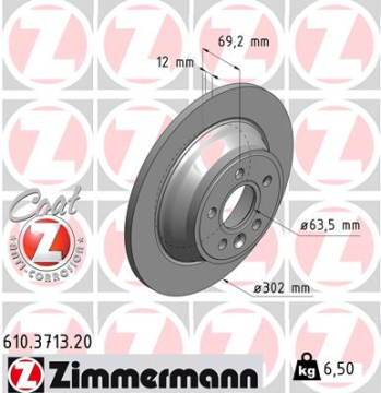 ARKA FREN DISK AYNASI VOLVO V70 III 07 D4 13 S80 II 2.0 3.2 /2.0TDI 08 XC70 06 Marka : ZIMMERMANN