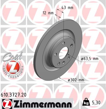 ARKA FREN AYNASI VOLVO S60 III-19 V60 18 V90 16 XC60 17 S90 16 302x5DL 16 İNÇ 0986479F31-DF6588 Marka : ZIMMERMANN