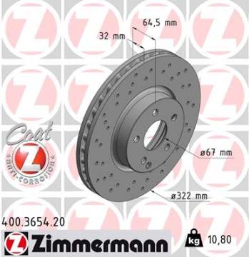 FREN DISKI ON MERCEDES W204 S204 W212 S212 C207 A207 Marka : ZIMMERMANN