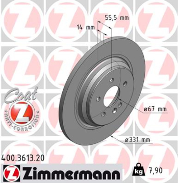 FREN DISKI ARKA MERCEDES ML-CLASS W163 98 05 Marka : ZIMMERMANN