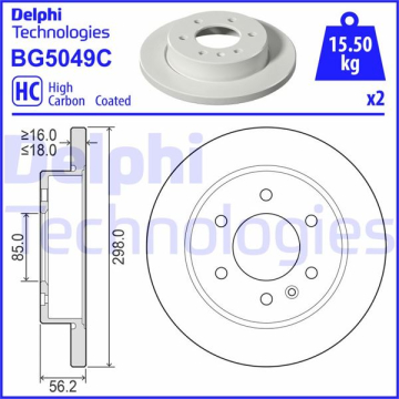 FREN DISKI ARKA MERCEDES SPRINTER B907 B910 18 ELEKTRONIK PARK FRENI Marka : DELPHI