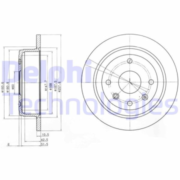 ARKA FREN DİSKİ AVEO 05 13 LACETTI 2005 NUBIRA 2005 OPTRA 2003-2008 257X10.5X60X4DL DOLU Marka : DELPHI