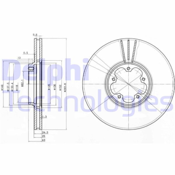 ÖN FREN AYNASI TRANSİT V184 00 ARKADAN ÇEKİŞLİ 294x24.3x5DLxHAVALI Marka : DELPHI