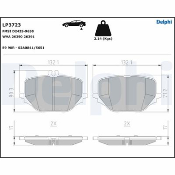 FREN BALATASI ARKA MERCEDES W214 S214 X254 C254 W223 V223 Z223 Marka : DELPHI