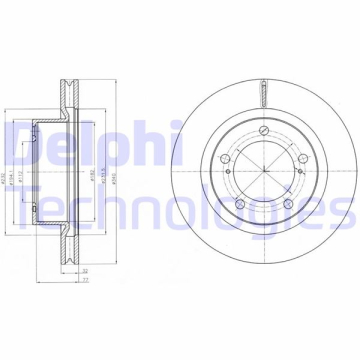 FREN DİSKİ TEKLİ PAKET . DELİKLİ ÖN TOYOTA LANDCRUISER 01/2008 Marka : DELPHI