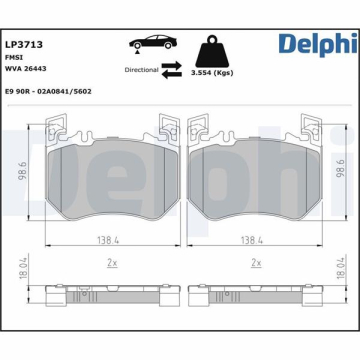 FREN BALATASI ON MERCEDES W214 C236 A236 S214 X254 C254 W223 Marka : DELPHI