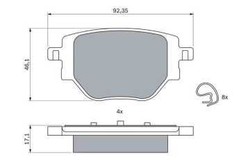ARKA FREN BALATASI CORSA F 19 C4 20 2008 19 208 19 249 mm Marka : BOSCH