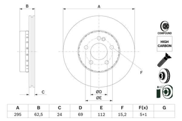 FREN DISKI ON MERCEDES C-CLASS W205 S205 C205 A205 Marka : BOSCH