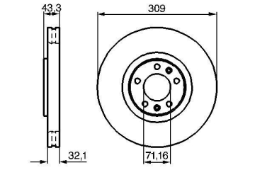 ÖN FREN AYNASI PEUGEOT P607 00 11 43x309x5DL HAVALI Marka : BOSCH