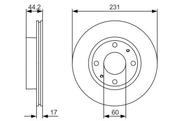 FREN DİSKİ. ÖN. 231 MM / 17-15 MM HAVA KANALLI Marka : BOSCH