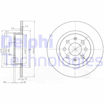 ARKA FREN AYNASI CORSA E 14 ADAM 13 PUNTO EVO-GRANDE PUNTO 05 264x10x4DLxHAVALI 15 İNÇ 55700592 Marka : DELPHI